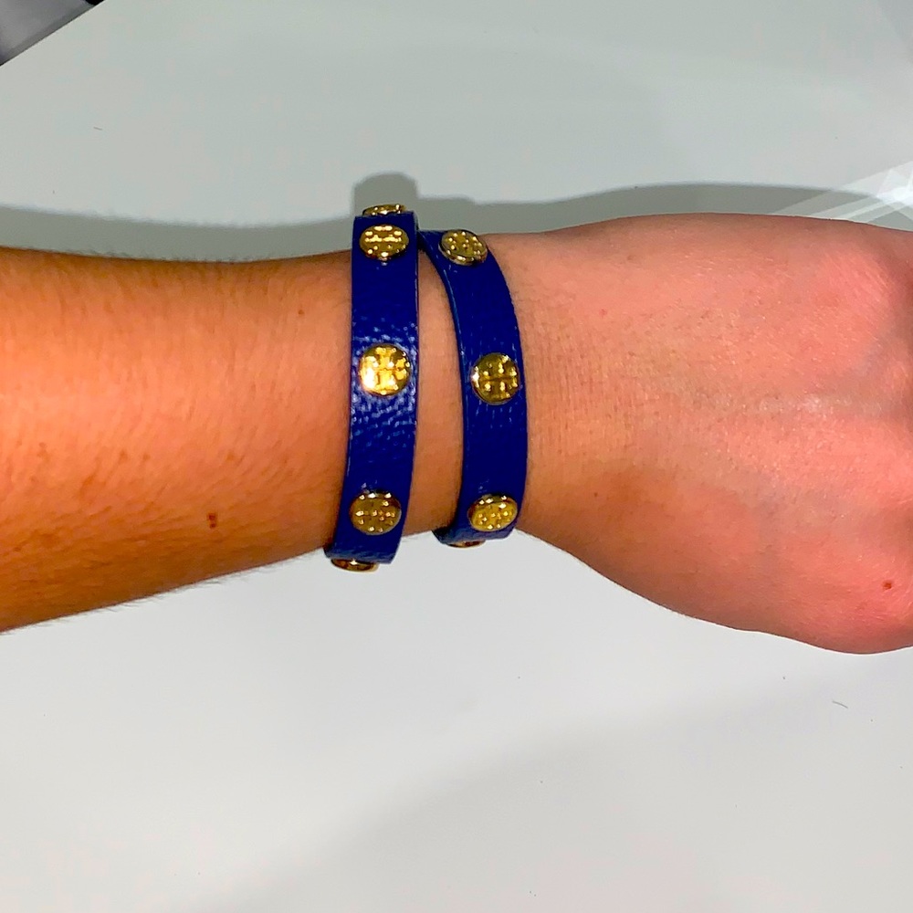 Tory Burch Double Wrap Leather Studded Bracelet